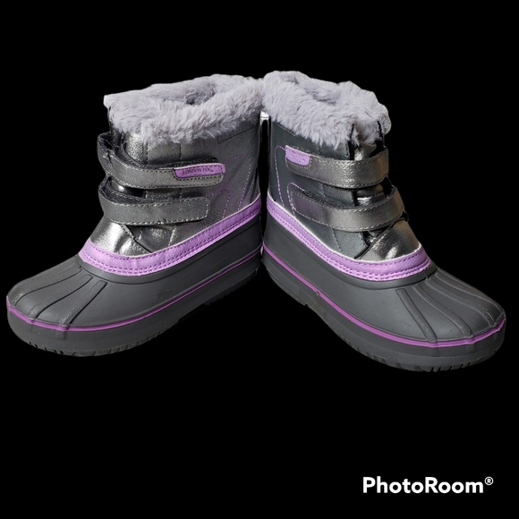 London Fog LFK Totty 13 Months Lavender Sparkle NWOT * Minor Flaw Snow Booties - Picture 8 of 14